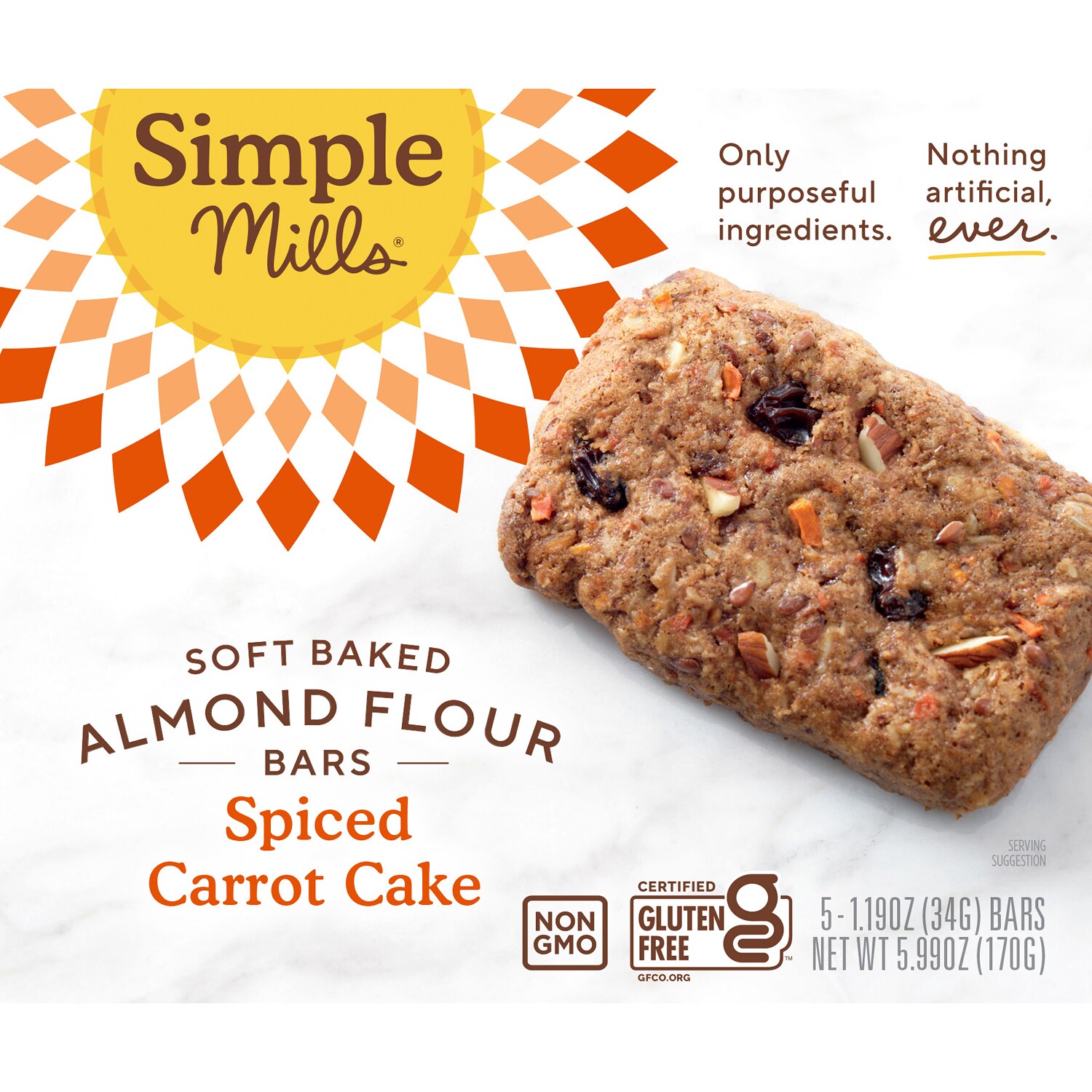 Simple Mills Soft Baked Almond Flour Bars, Spiced Carrot Cake