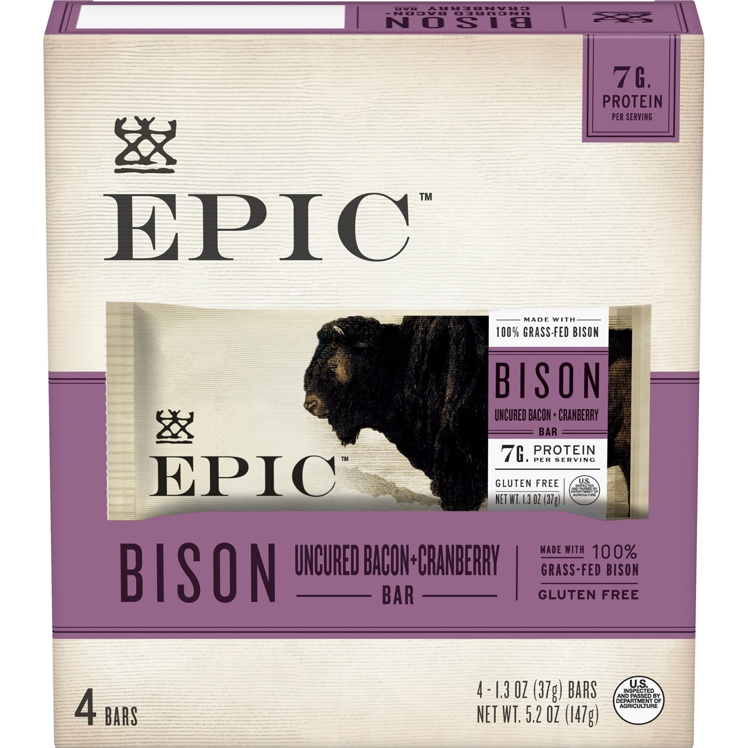 Epic Bison Bars, Uncured Bacon + Cranberry