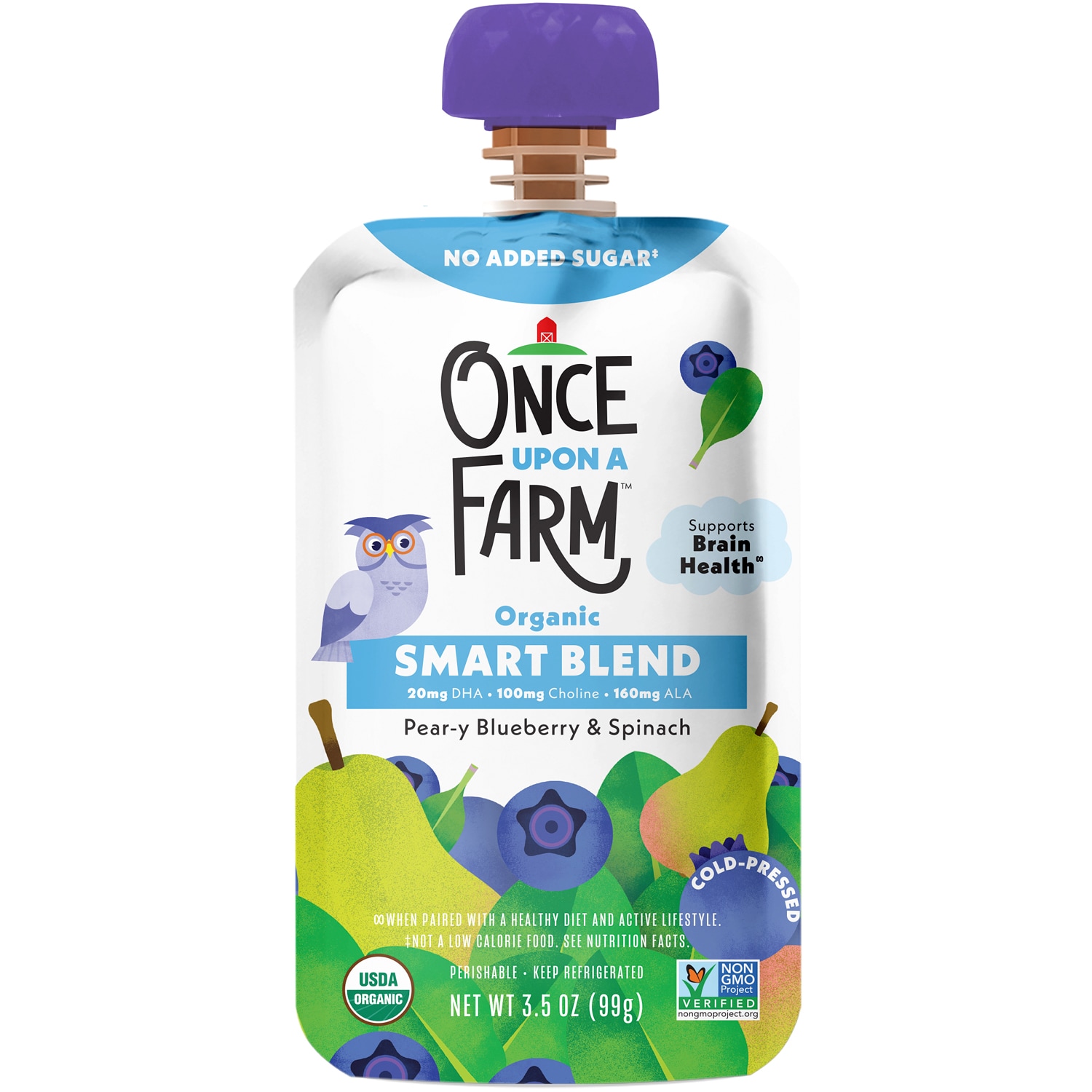 Once Upon a Farm Organic Smart Blend, Pear-y Blueberry & Spinach