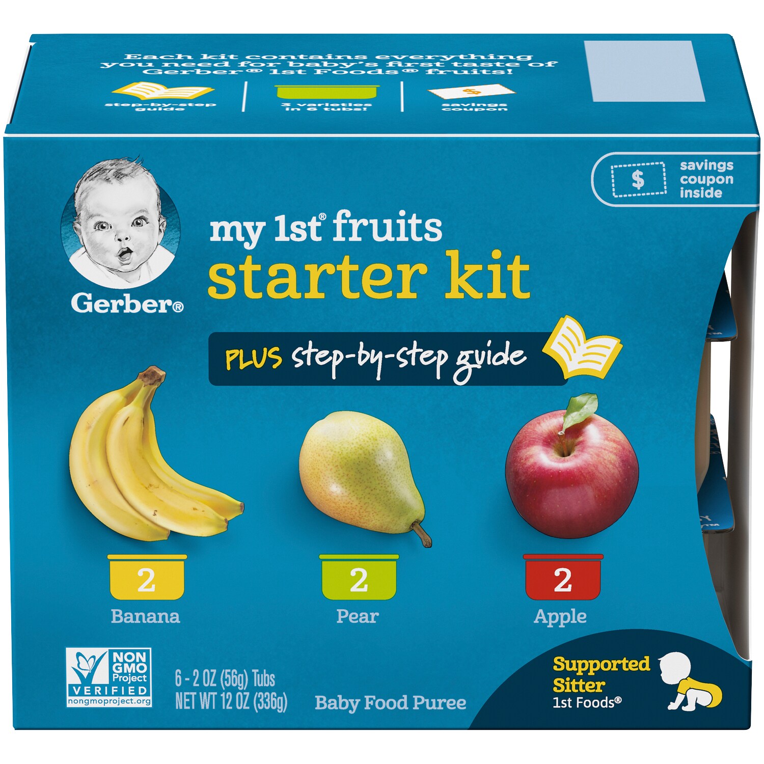 Gerber My 1st Fruits Starter Kit Baby Food Puree, Banana, Pear & Apple