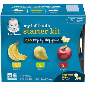 Gerber My 1st Fruits Starter Kit Baby Food Puree, Banana, Pear & Apple