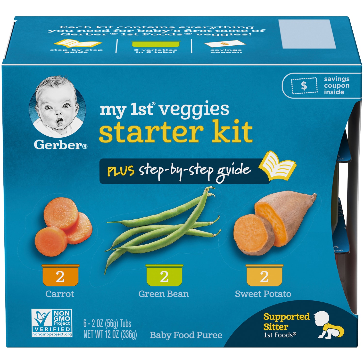 Gerber My 1st Veggies Starter Kit Baby Food Puree, Carrot, Green Bean & Sweet Potato