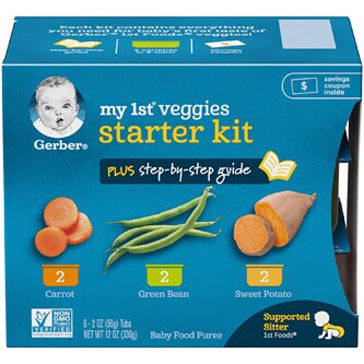 Gerber My 1st Veggies Starter Kit Baby Food Puree, Carrot, Green Bean & Sweet Potato