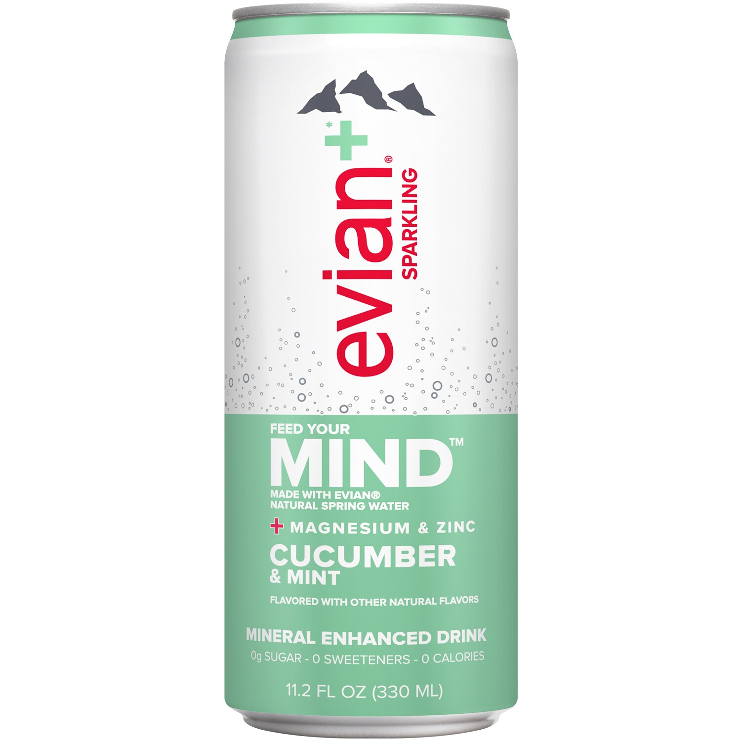 Evian Mineral Enhanced Sparkling Drink, Cucumber & Mint, Can