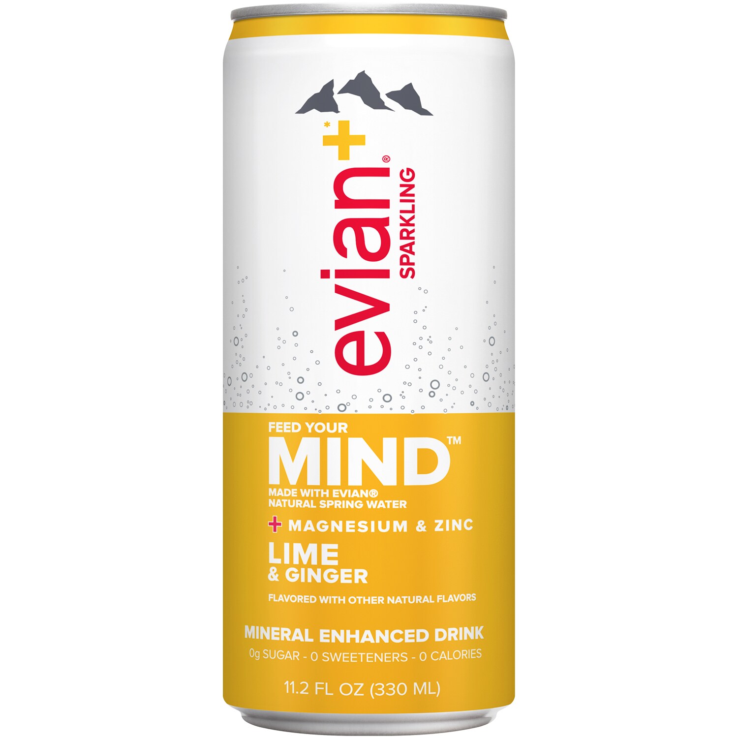 Evian Mineral Enhanced Sparkling Drink, Lime & Ginger, Can