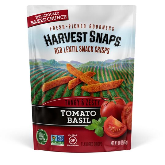 Harvest Snaps Red Lentil Snack Crisps, Tomato Basil