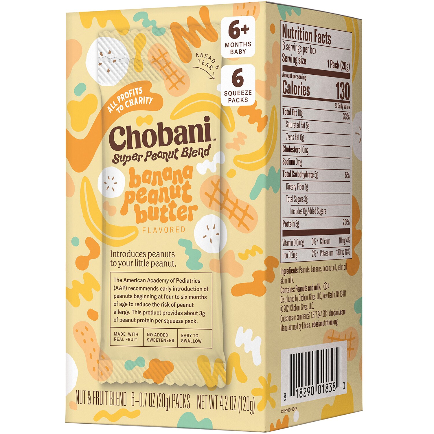 Chobani Super Peanut Butter Blend Squeeze Packs, Banana