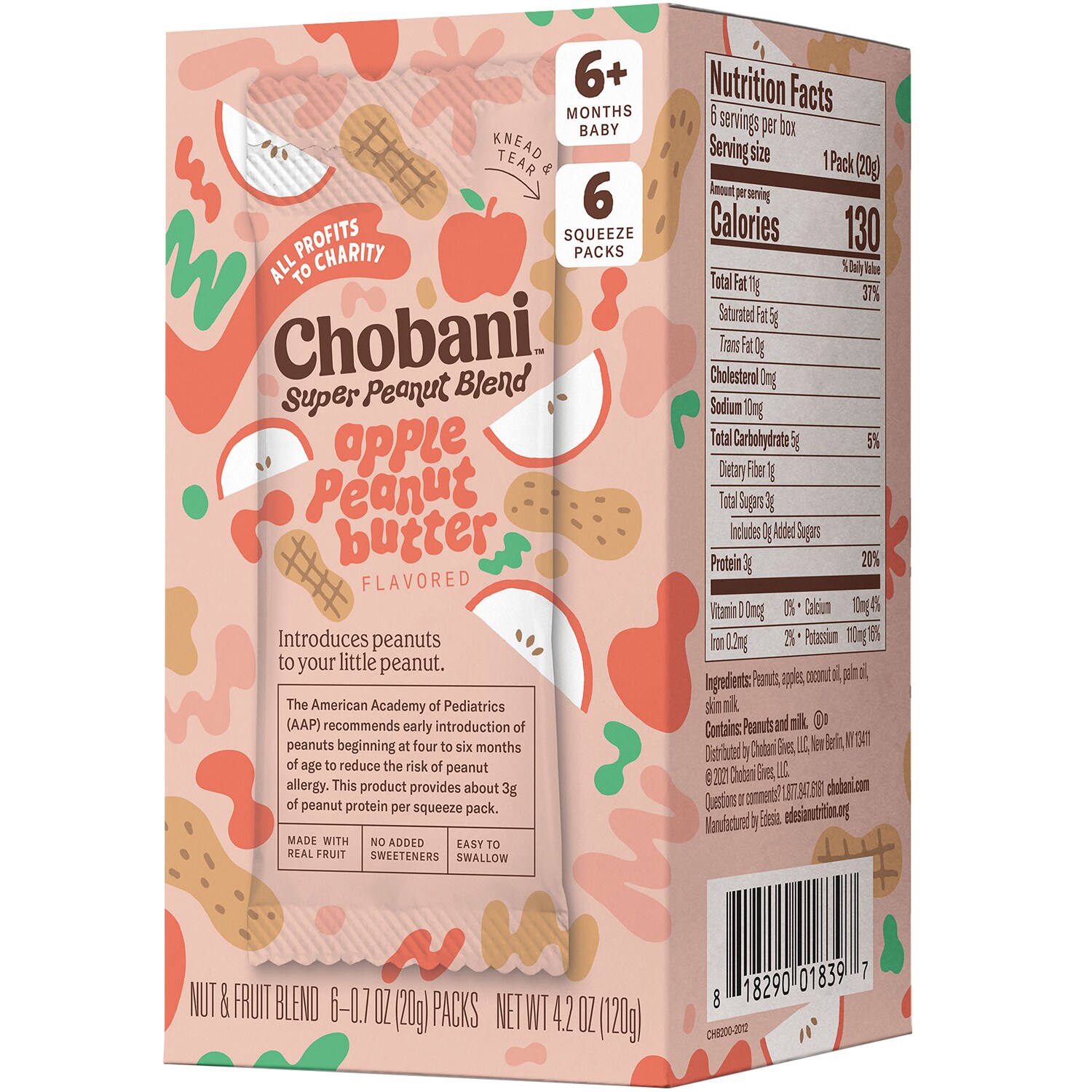 Chobani Super Peanut Butter Blend Squeeze Packs, Apple