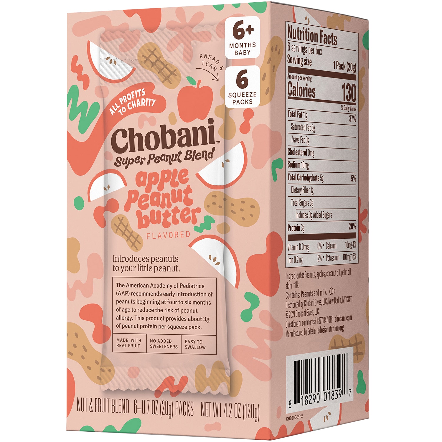 Chobani Super Peanut Butter Blend Squeeze Packs, Apple