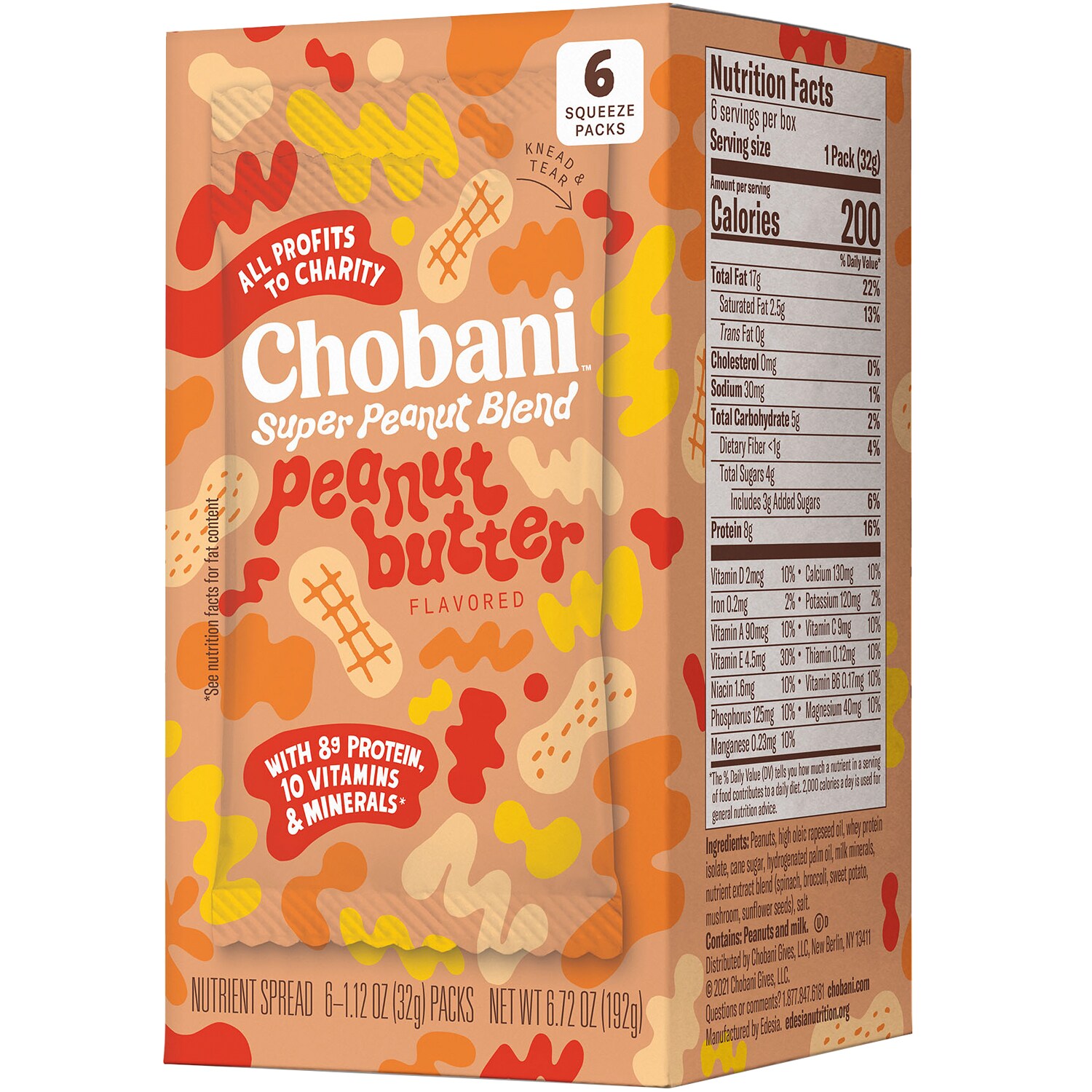 Chobani Super Peanut Butter Blend Squeeze Packs, Plain