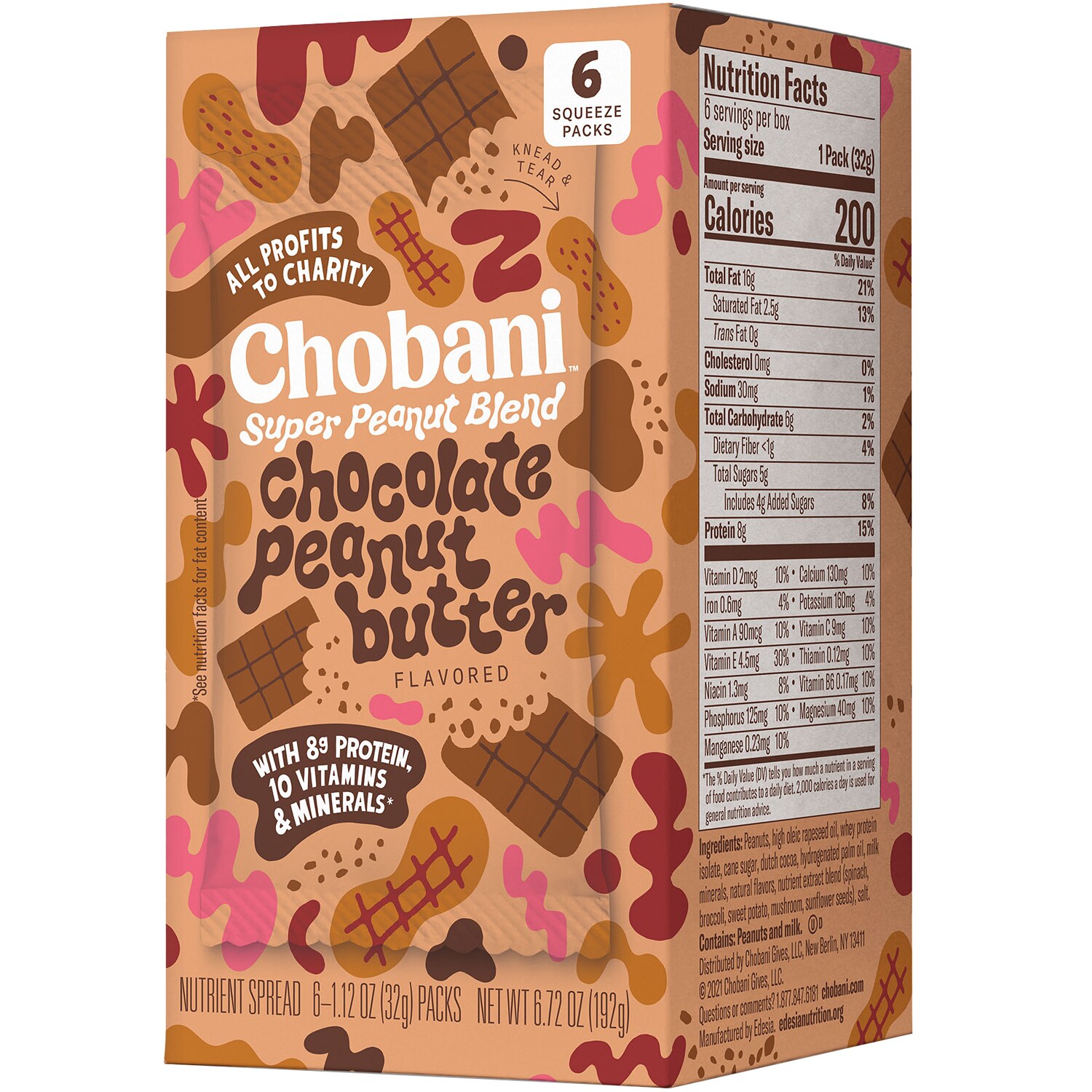 Chobani Super Peanut Butter Blend Squeeze Packs, Chocolate