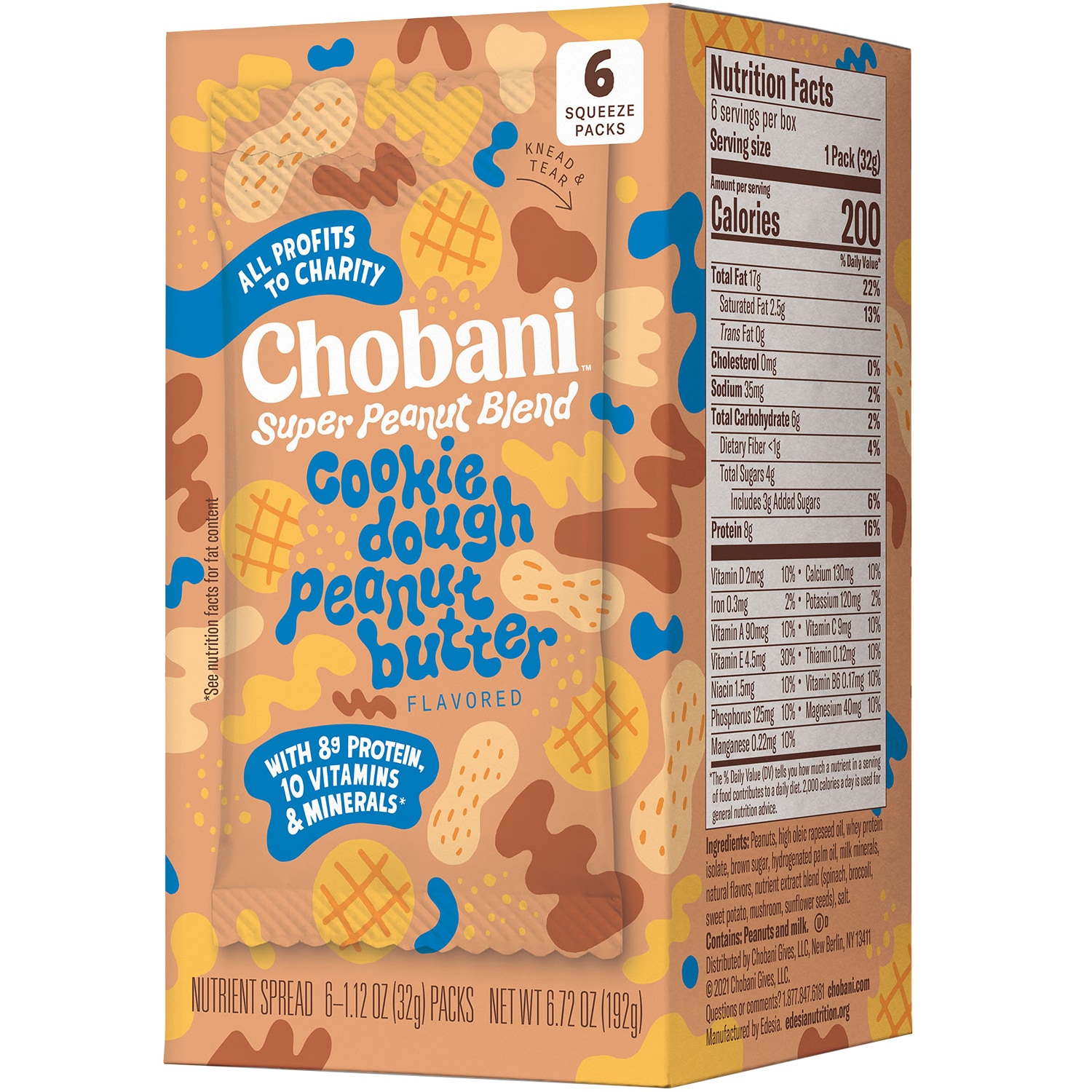 Chobani Super Peanut Butter Blend Squeeze Packs, Cookie Dough
