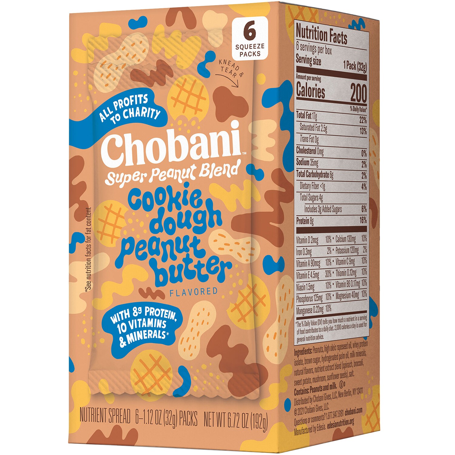 Chobani Super Peanut Butter Blend Squeeze Packs, Cookie Dough