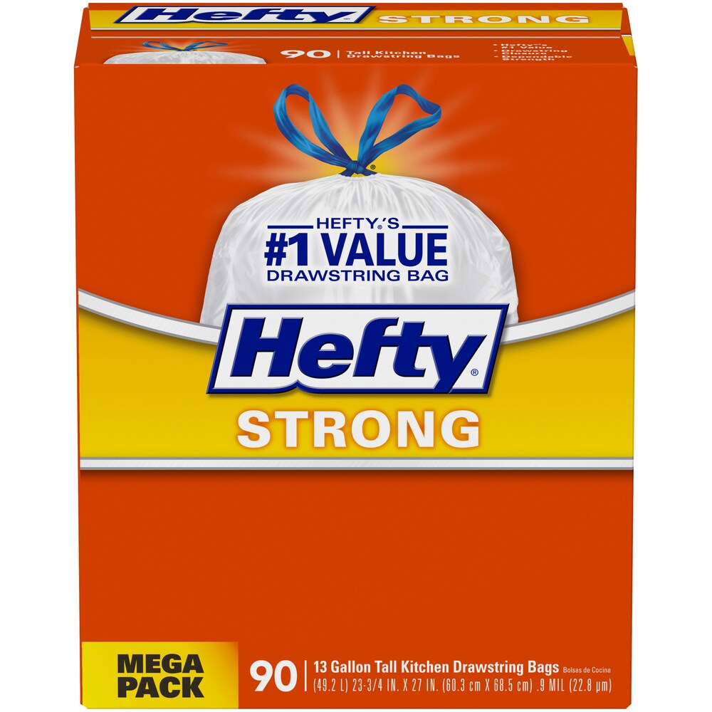 Hefty Strong Tall Kitchen Drawstring Trash Bags, 13 Gallon