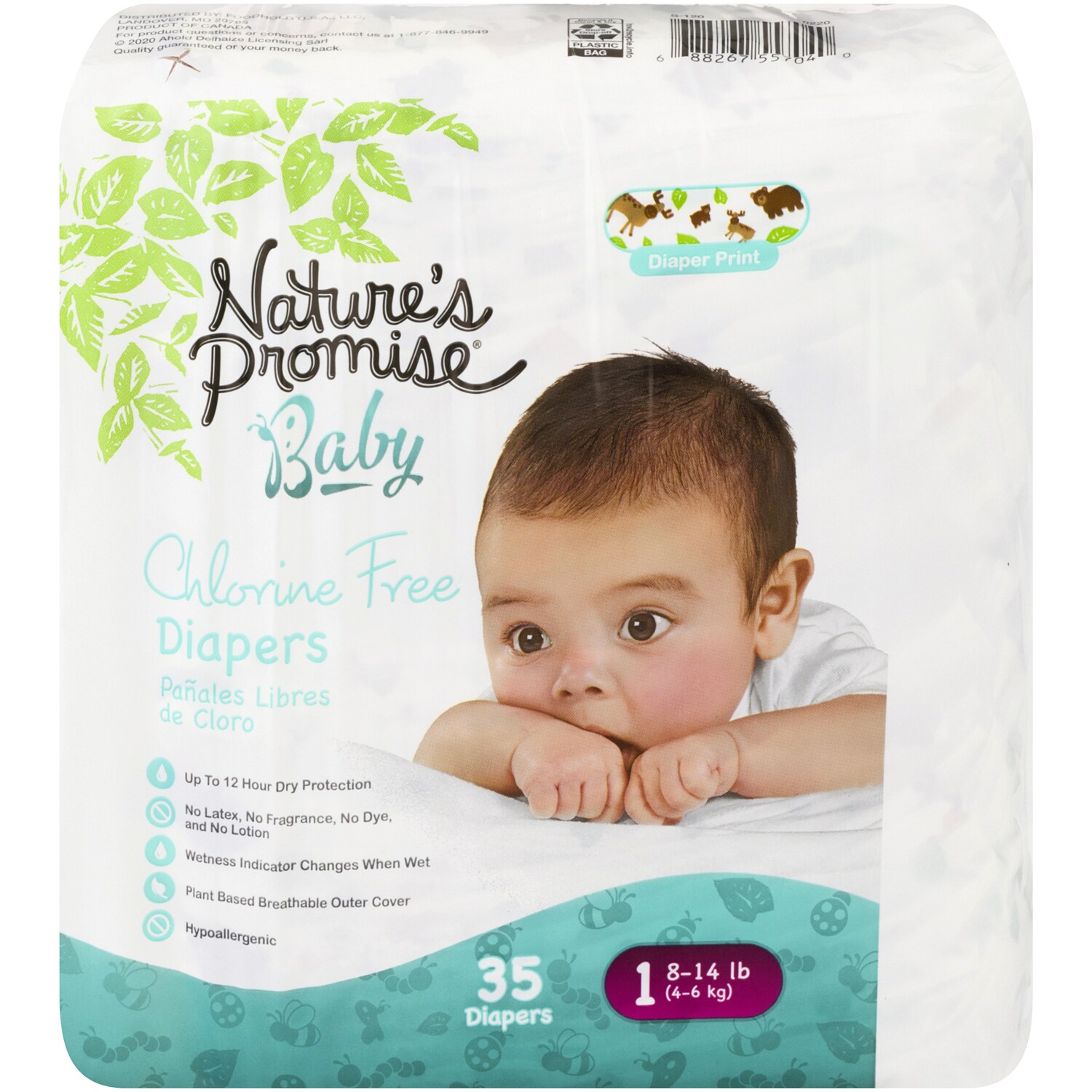 Nature's Promise Chlorine Free Diapers, Size 1, 8-14lb