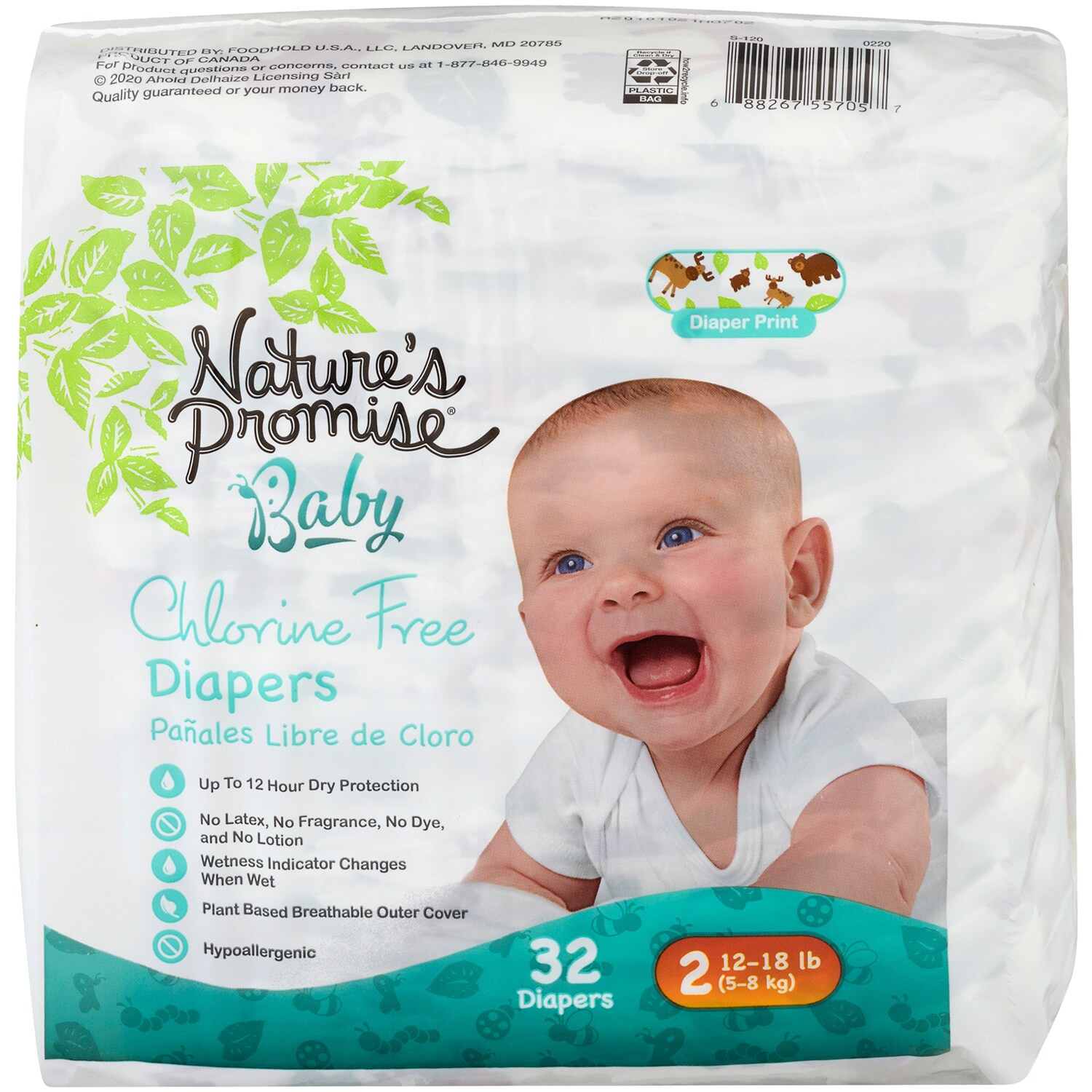 Nature's Promise Chlorine Free Diapers, Size 2, 12-18lb