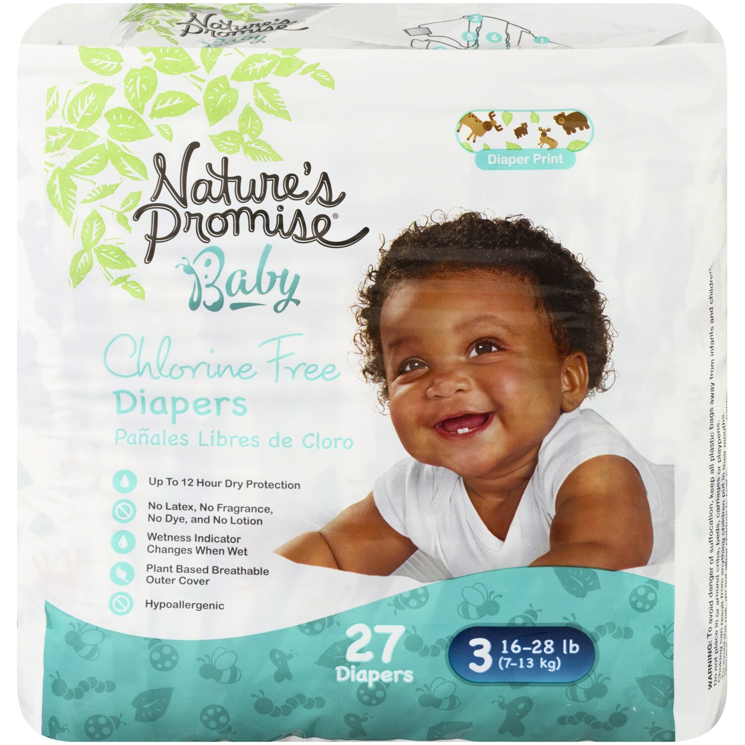 Nature's Promise Chlorine Free Diapers, Size 3, 16-28lb