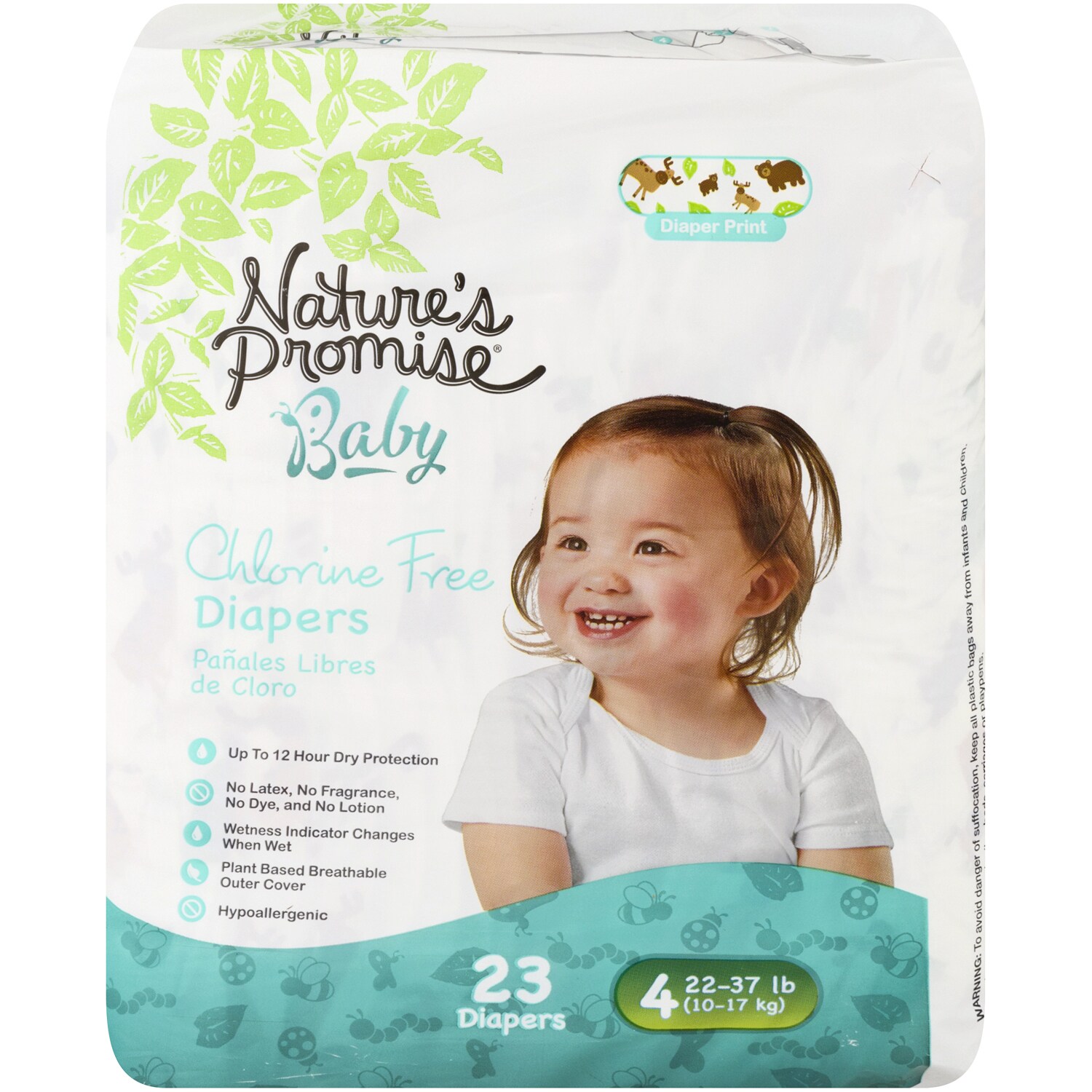 Nature's Promise Chlorine Free Diapers, Size 4, 22-37lb