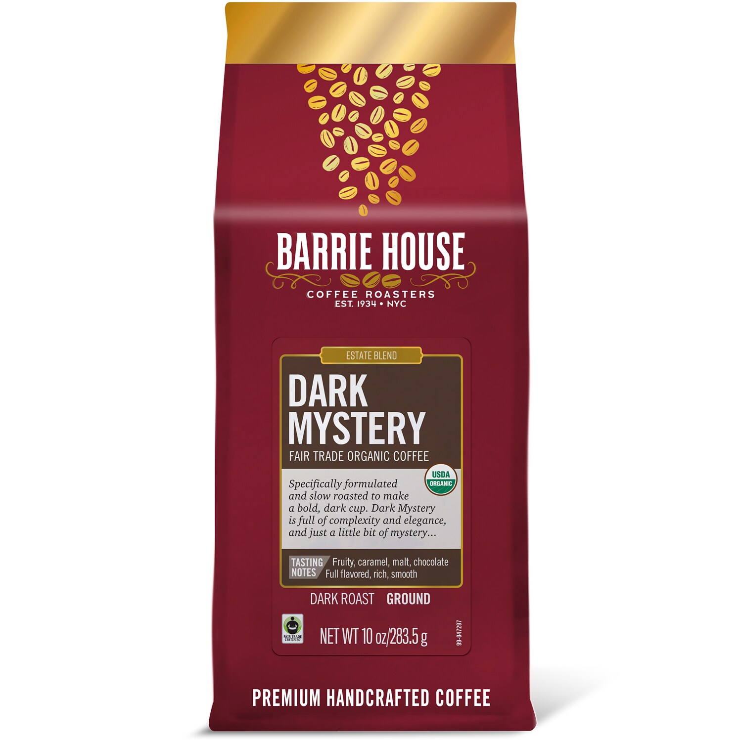 Barrie House Organic Fair Trade Ground Coffee, Dark Mystery 