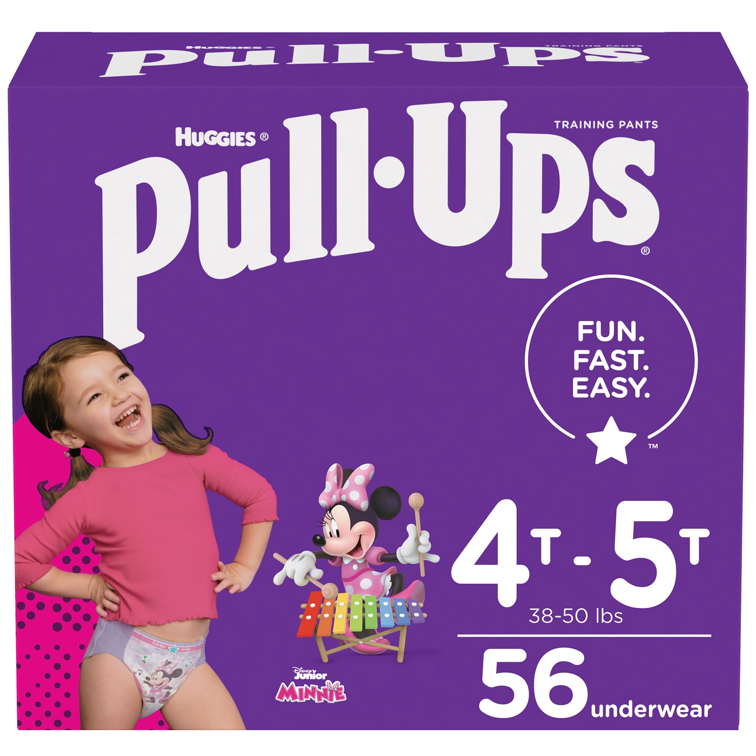 Huggies Pull-Ups Training Pants, Size 4T-5T, Girls 
