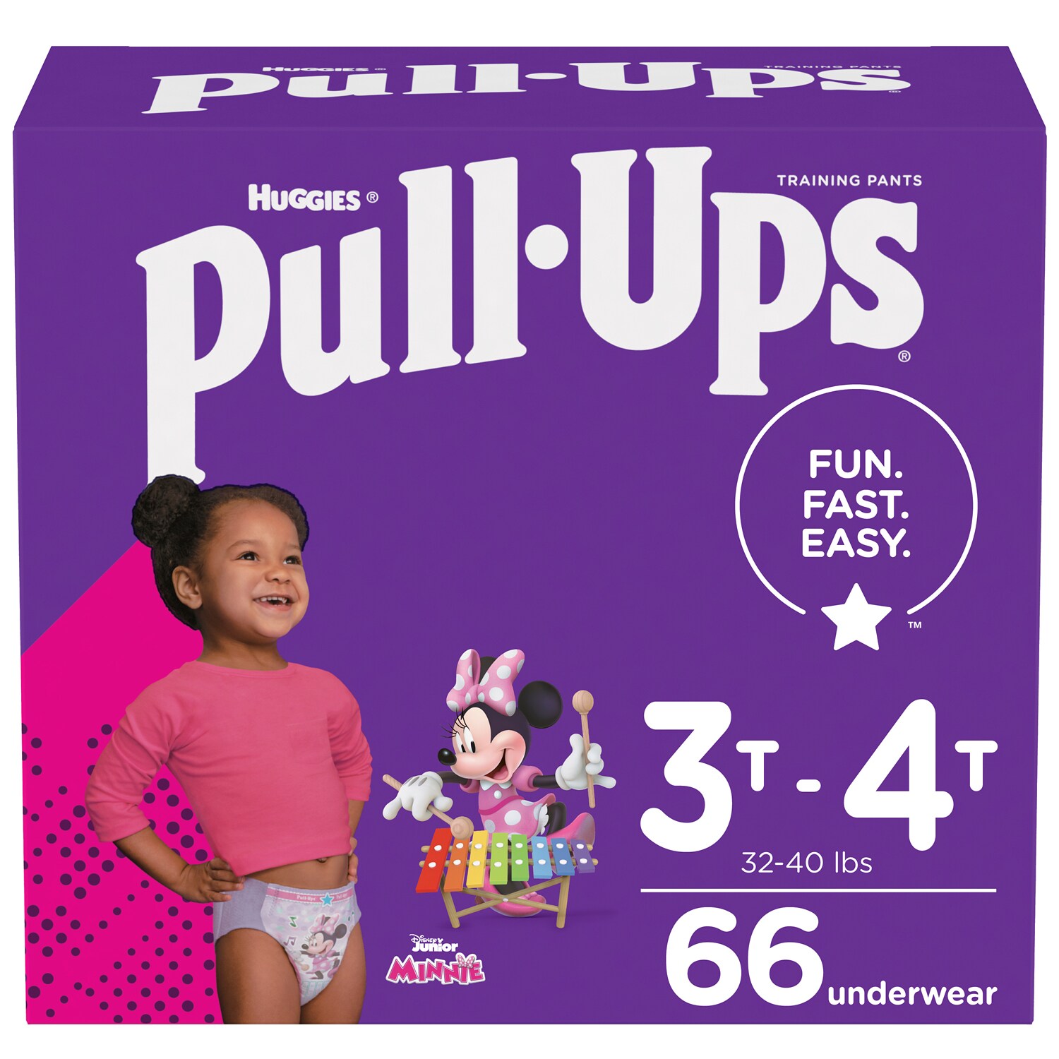 Huggies Pull-Ups Training Pants, Size 3T-4T, Girls