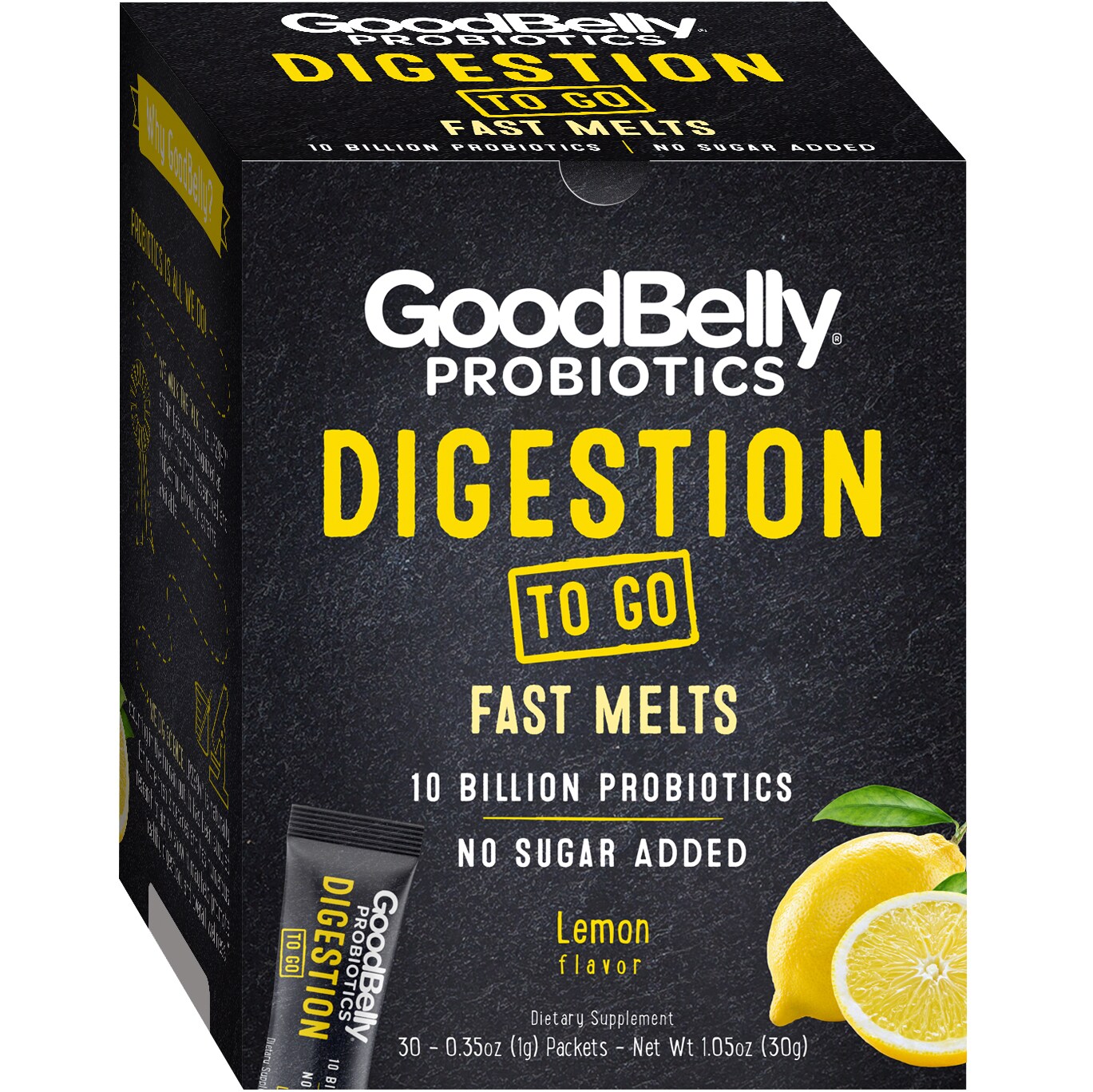 GoodBelly Probiotics Digestion To Go Fast Melts, Lemon