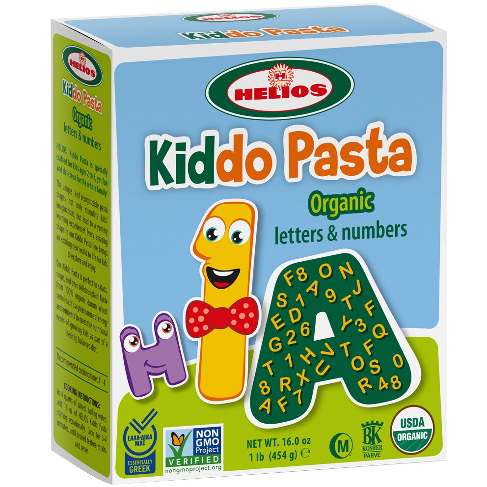 Helios Organic Kiddo Pasta, Letters & Numbers