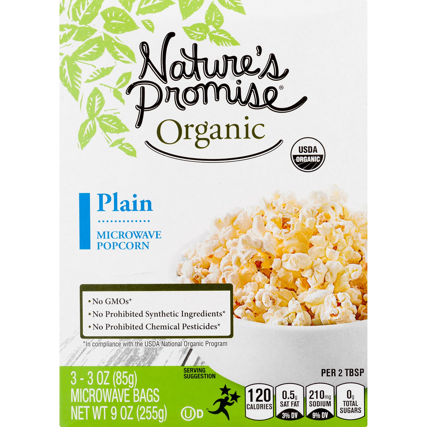 Nature's Promise Organic Microwave Popcorn, Plain