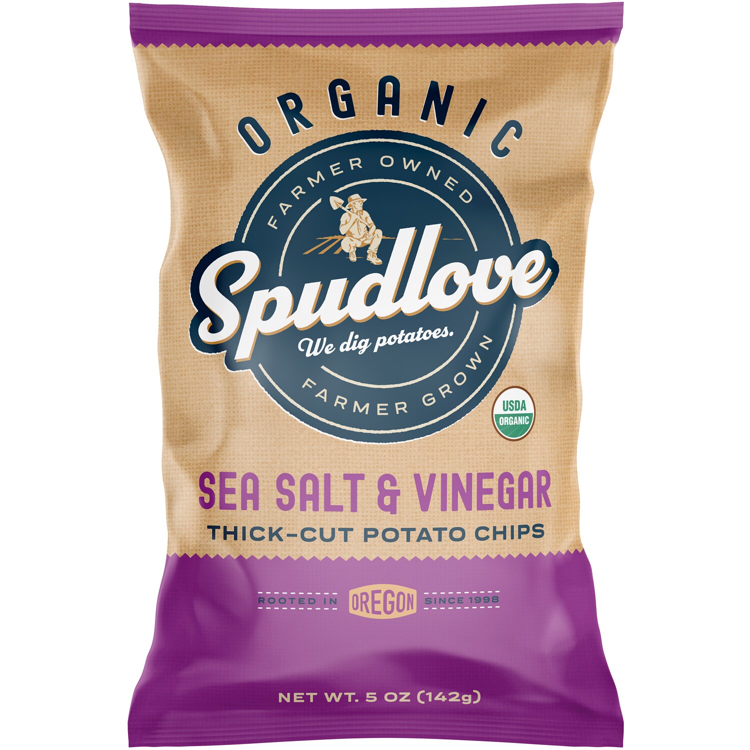 Spudlove Organic Thick-Cut Potato Chips, Sea Salt & Vinegar