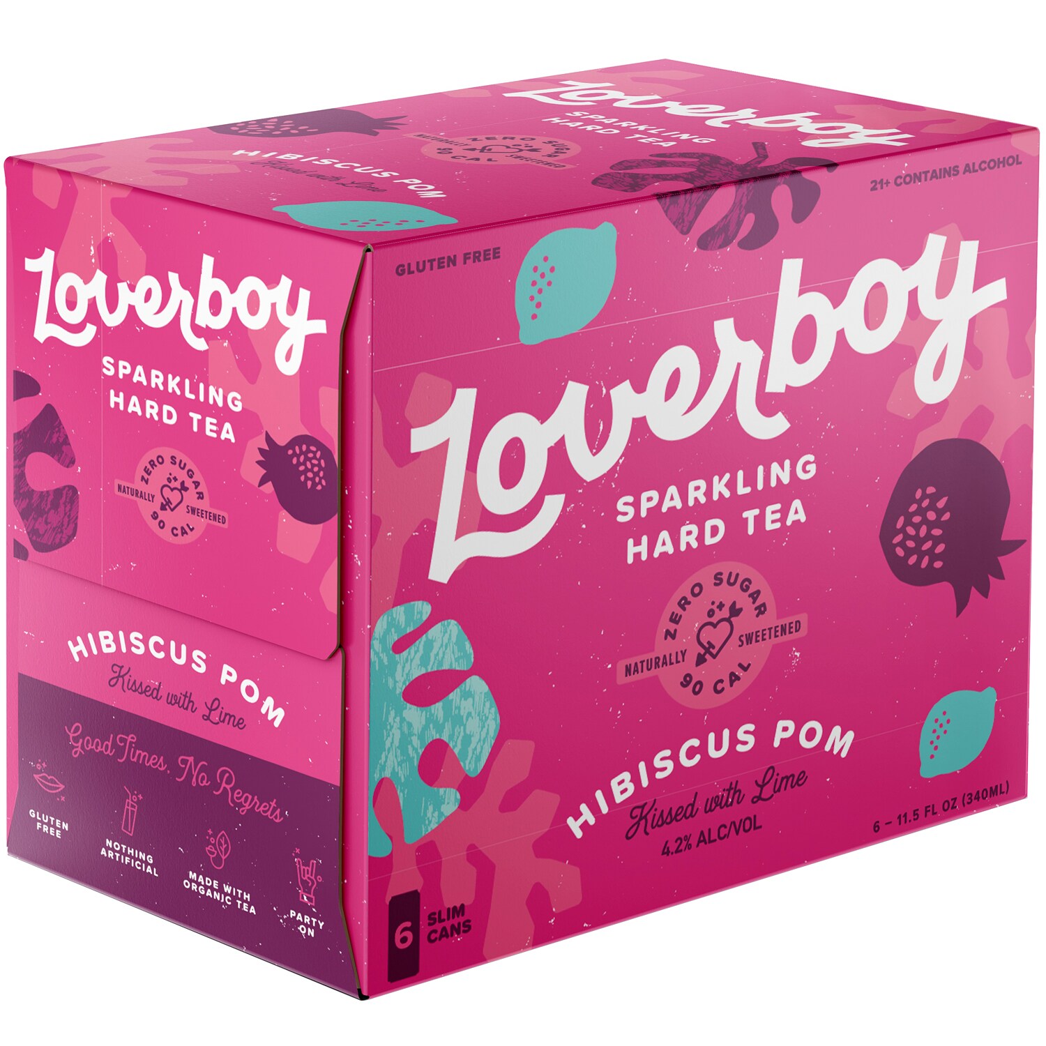 Loverboy Sparkling Hard Tea, Hibiscus Pom, Cans