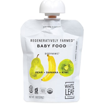 White Leaf Provisions Regeneratively Farmed Baby Food, Pear + Banana + Kiwi