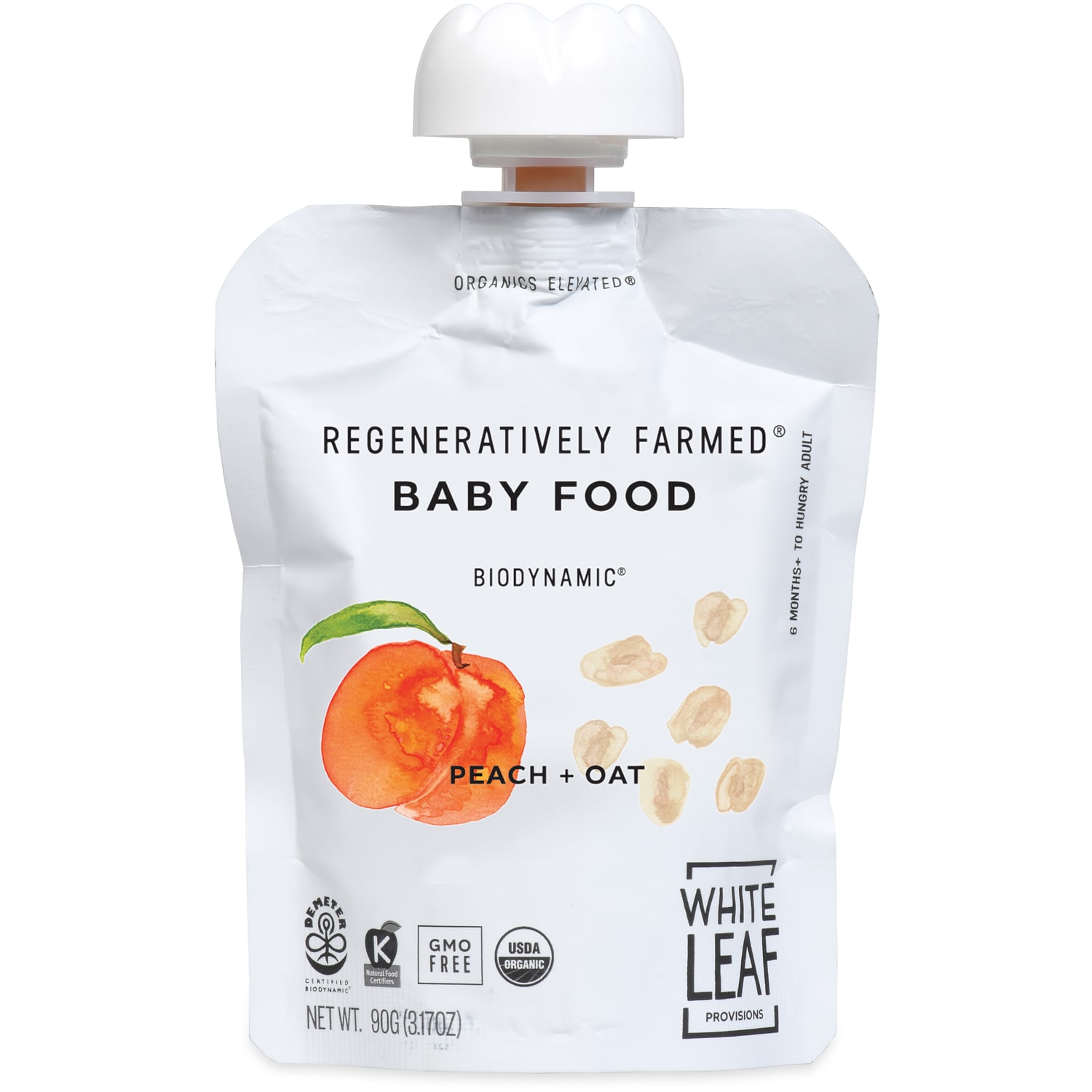 White Leaf Provisions Regeneratively Farmed Baby Food, Peach + Oat