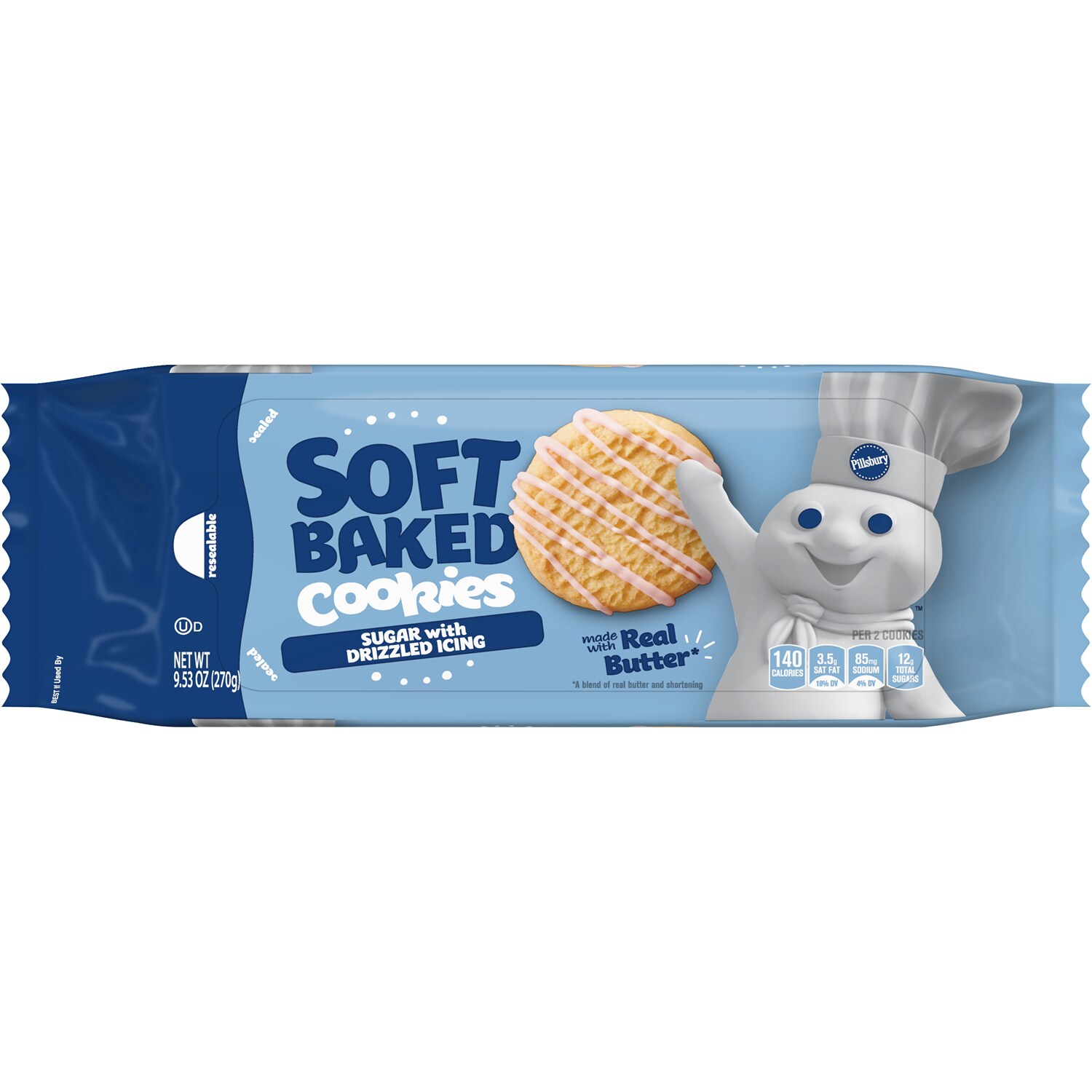 Pillsbury Soft Baked Cookies, Sugar with Drizzled Icing