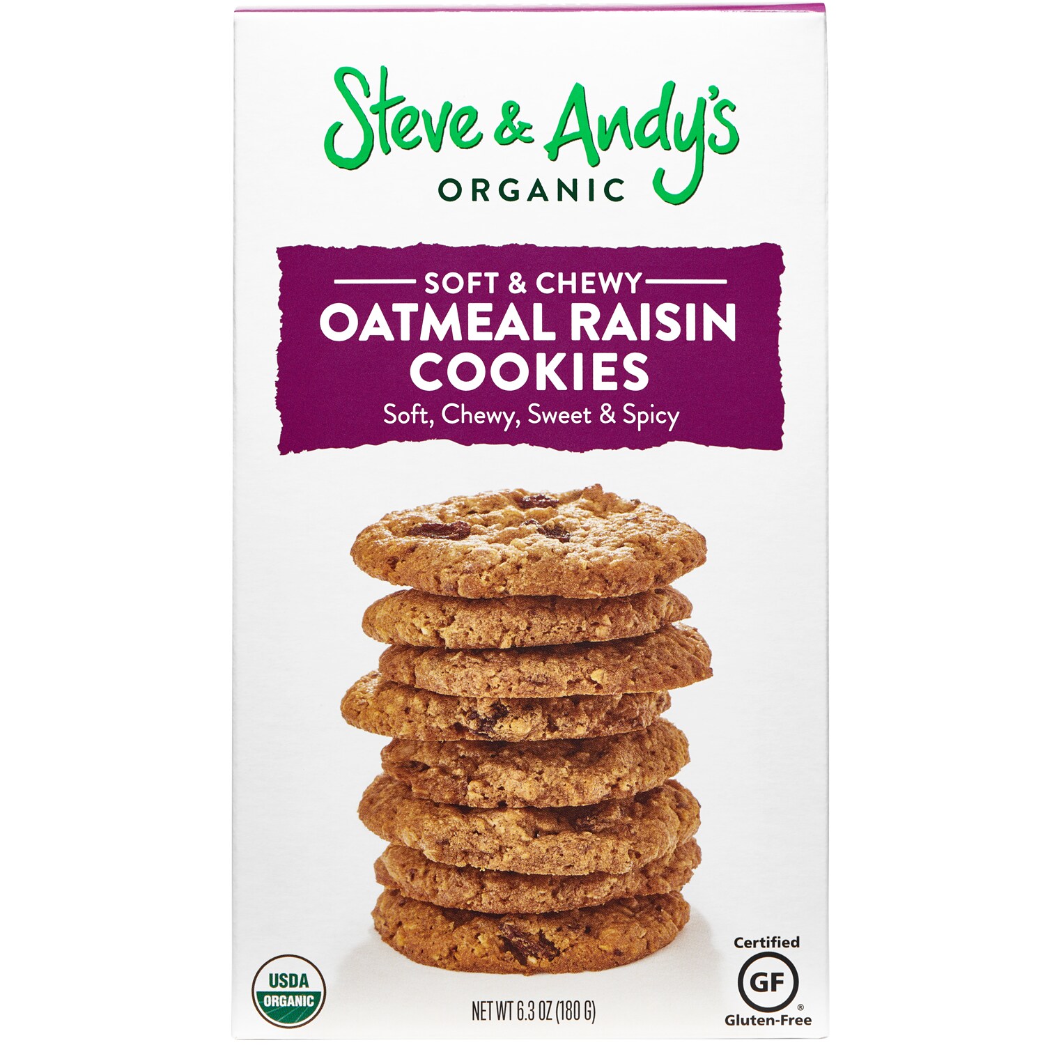 Steve & Andy's Organic Soft & Chewy Cookies, Oatmeal Raisin
