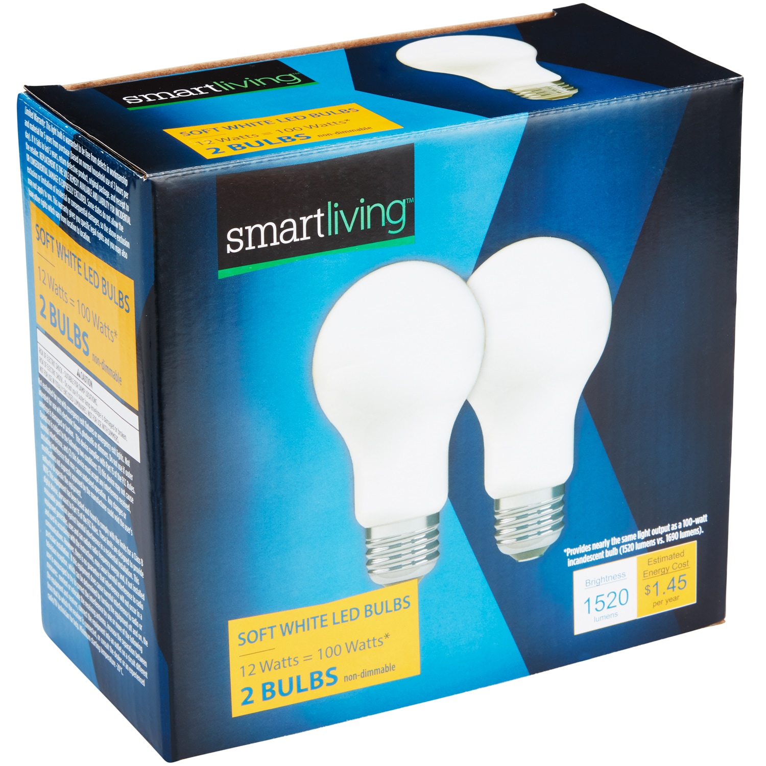 Smart Living Soft White LED Light Bulbs, 100W/12W