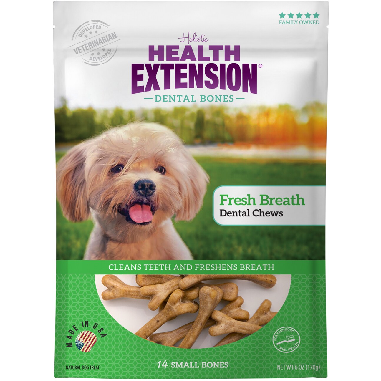 Health Extension Fresh Breath Dog Dental Chews, Small Bones
