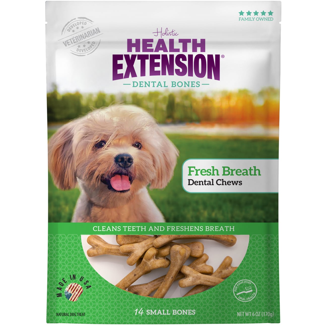 Health Extension Fresh Breath Dog Dental Chews, Small Bones