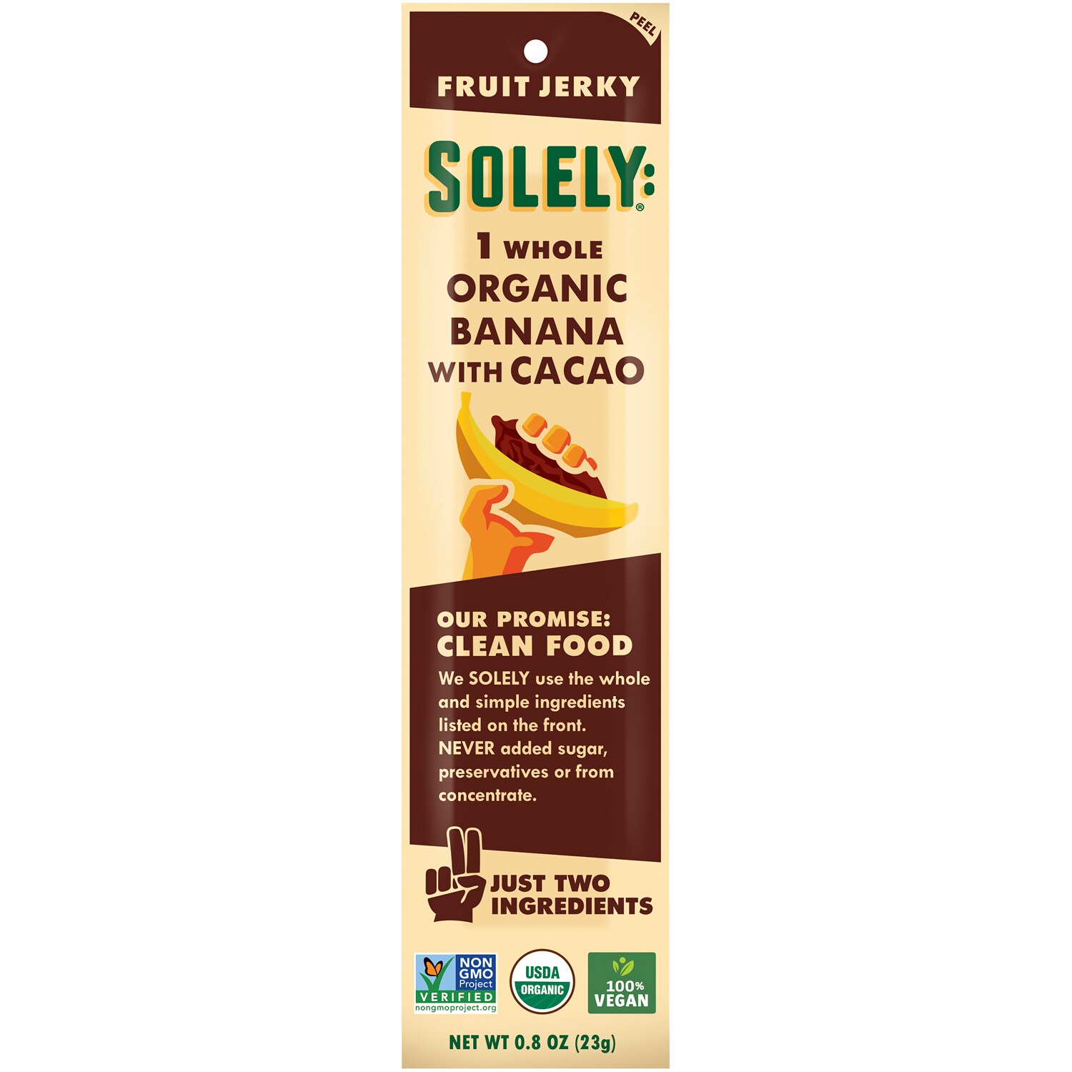Solely Organic Fruit Jerky, Banana with Cacao