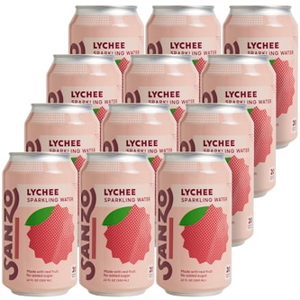 Sanzo Sparkling Water, Lychee, Cans