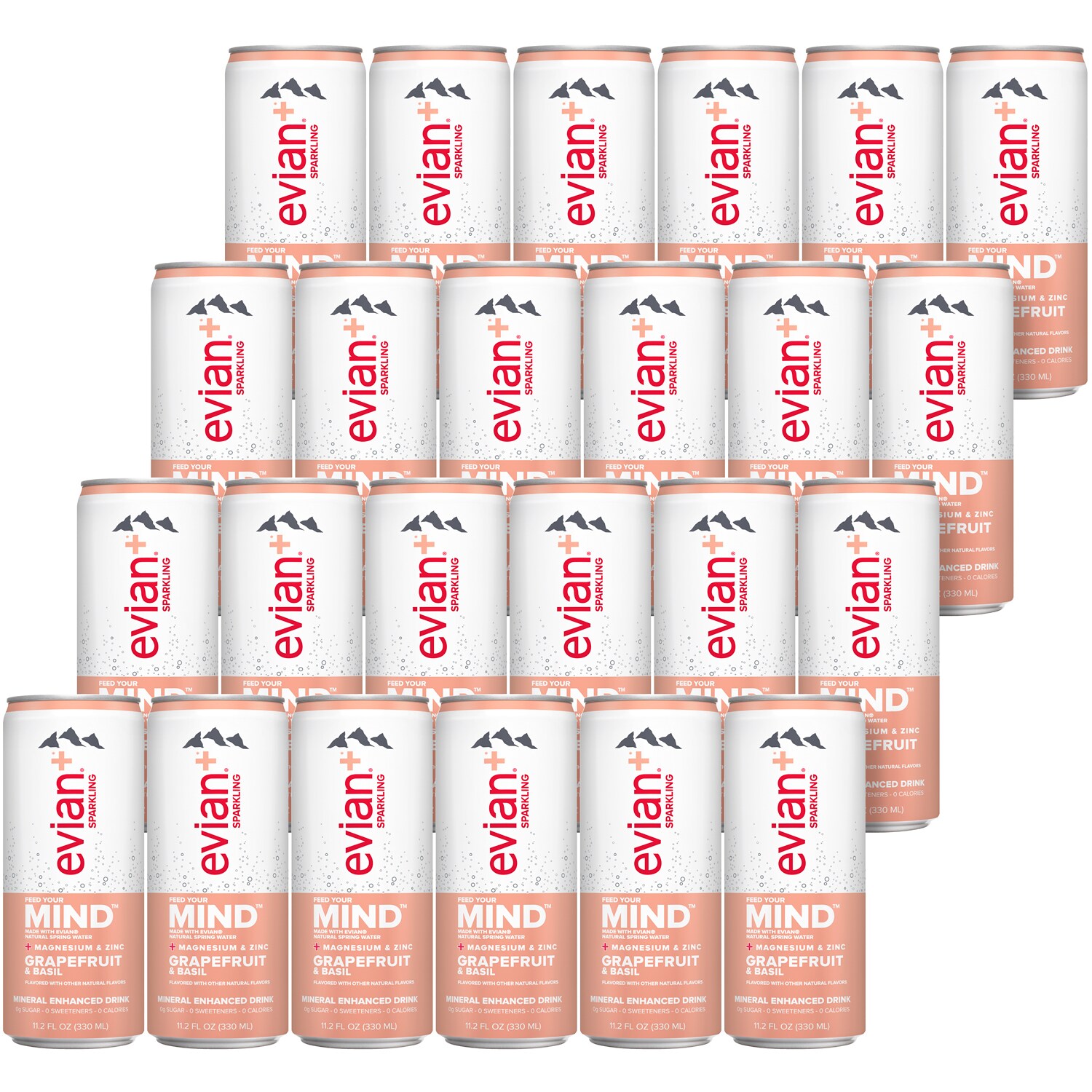 Evian Mineral Enhanced Sparkling Drink, Grapefruit & Basil, Can