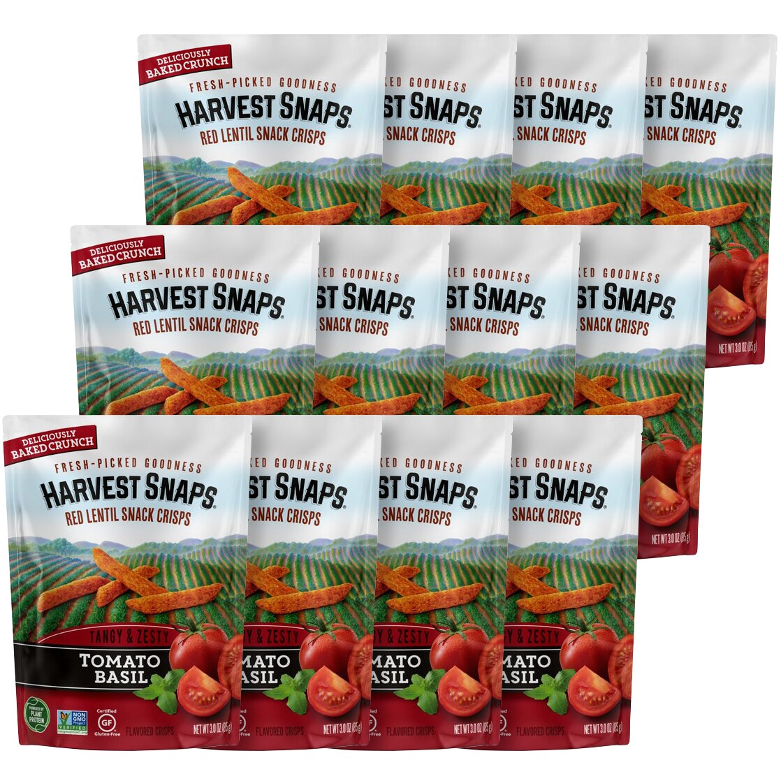 Harvest Snaps Red Lentil Snack Crisps, Tomato Basil