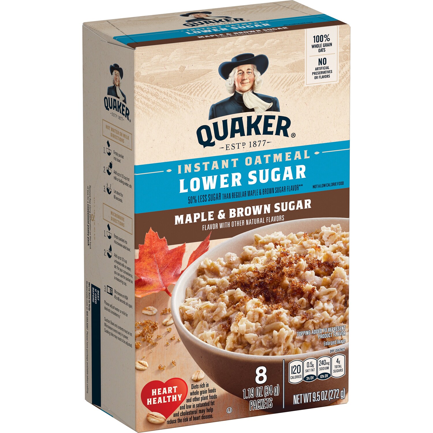 Quaker Lower Sugar Instant Oatmeal, Maple & Brown Sugar