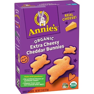 Annie's Organic Baked Snack Crackers, Cheddar Bunnies