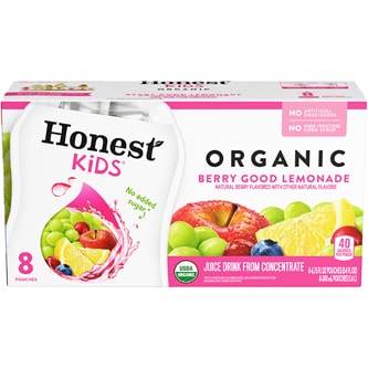 Honest Kids Organic Juice Drink, Berry Good Lemonade, Pouches