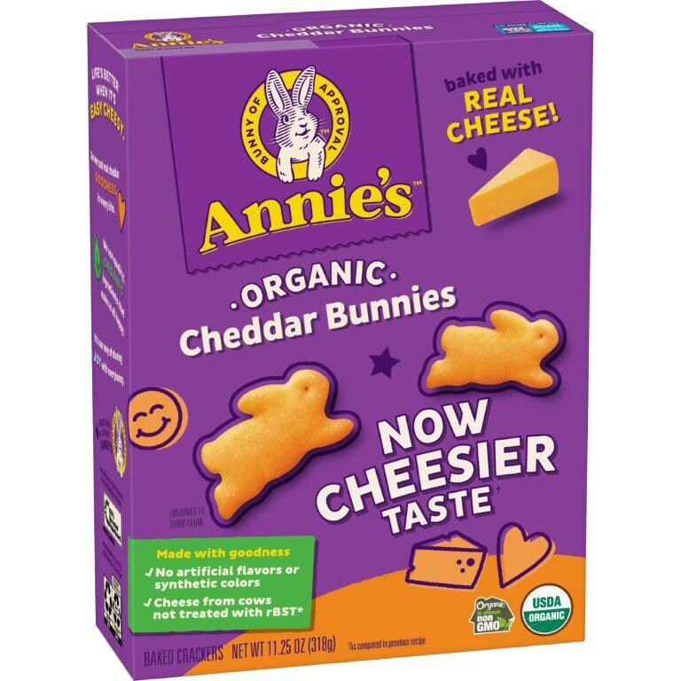 Annie's Organic Baked Snack Crackers, Cheddar Bunnies
