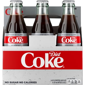Diet Coke Cola, Glass Bottles
