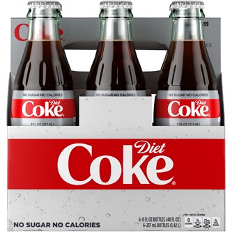 Diet Coke Cola, Glass Bottles