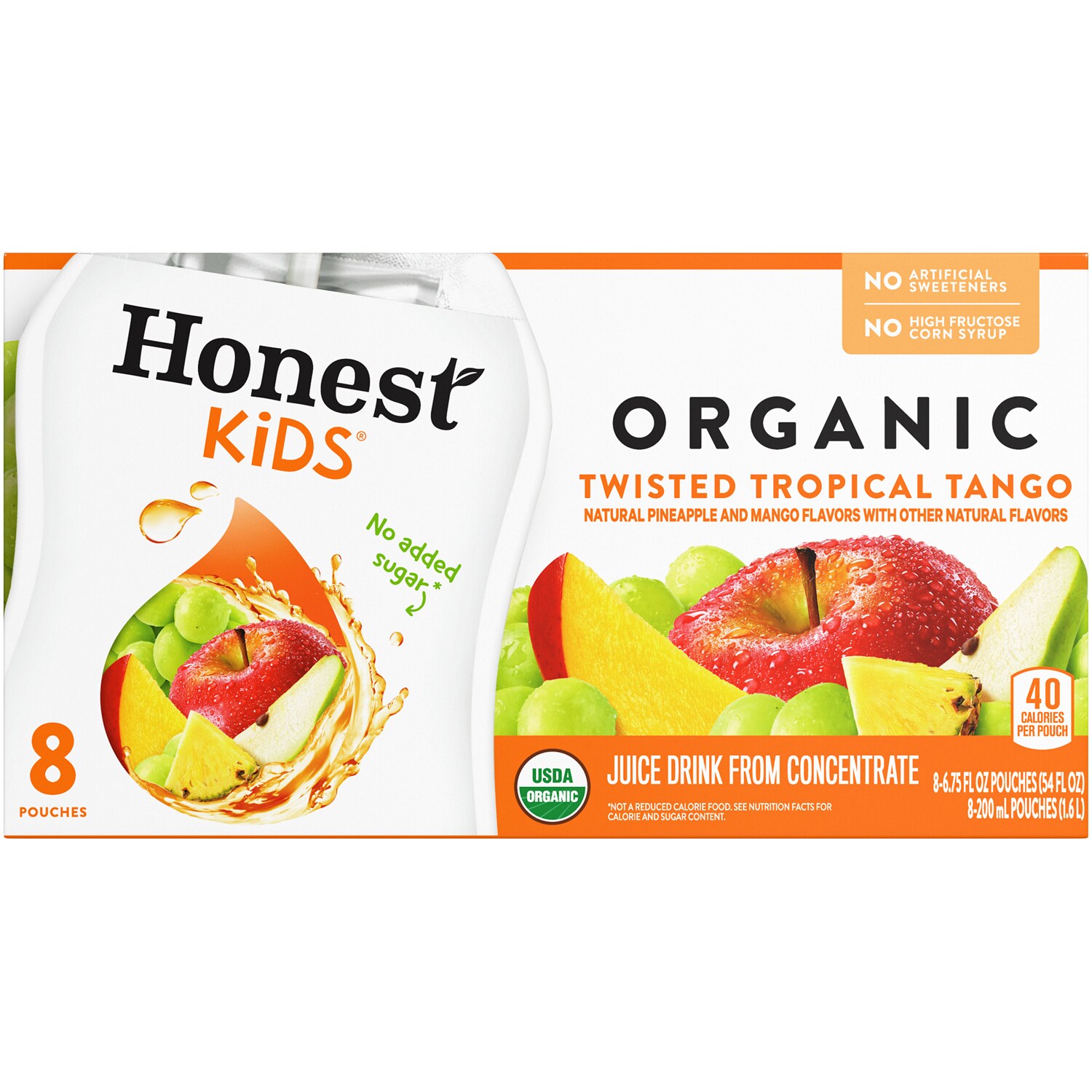 Honest Kids Organic Juice Drink, Twisted Tropical Tango, Pouches