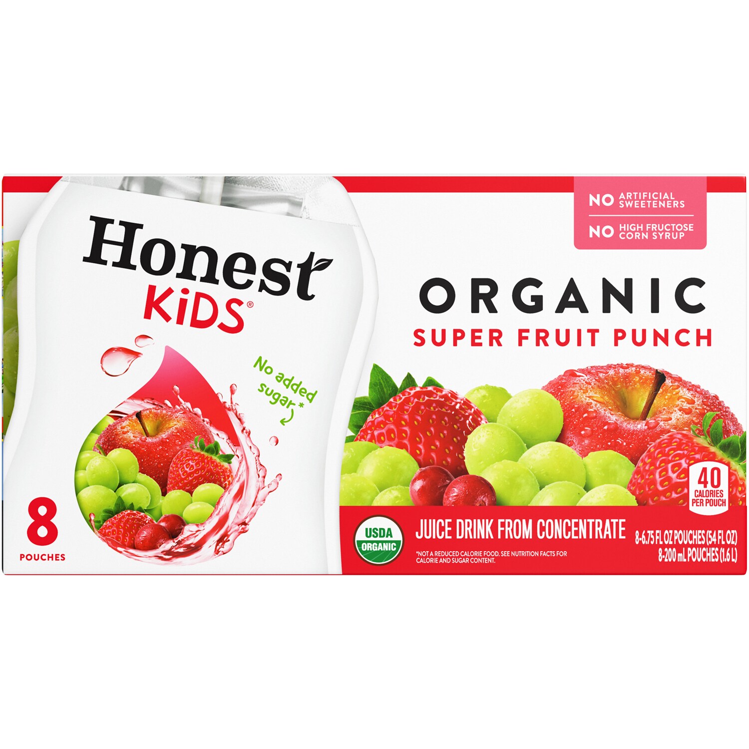 Honest Kids Organic Juice Drink, Super Fruit Punch, Pouches