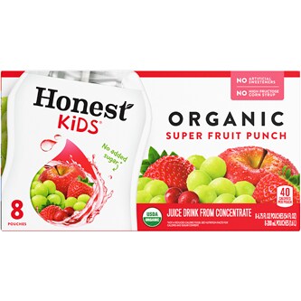 Honest Kids Organic Juice Drink, Super Fruit Punch, Pouches